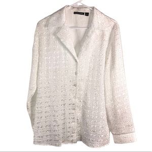 Vintage White Textured Satin Blouse